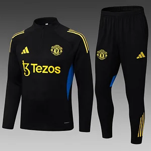 2025/2026 Manchester United Half-Pull Training Suit Black Football Shirt 1:1 Thai Quality Set