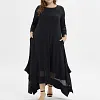 Women's Plus Size Casual Dress Pure Color Crew Neck 3/4 Length Sleeve Winter Fall Casual Maxi long Dress Daily Vacation Dress / Black Dress