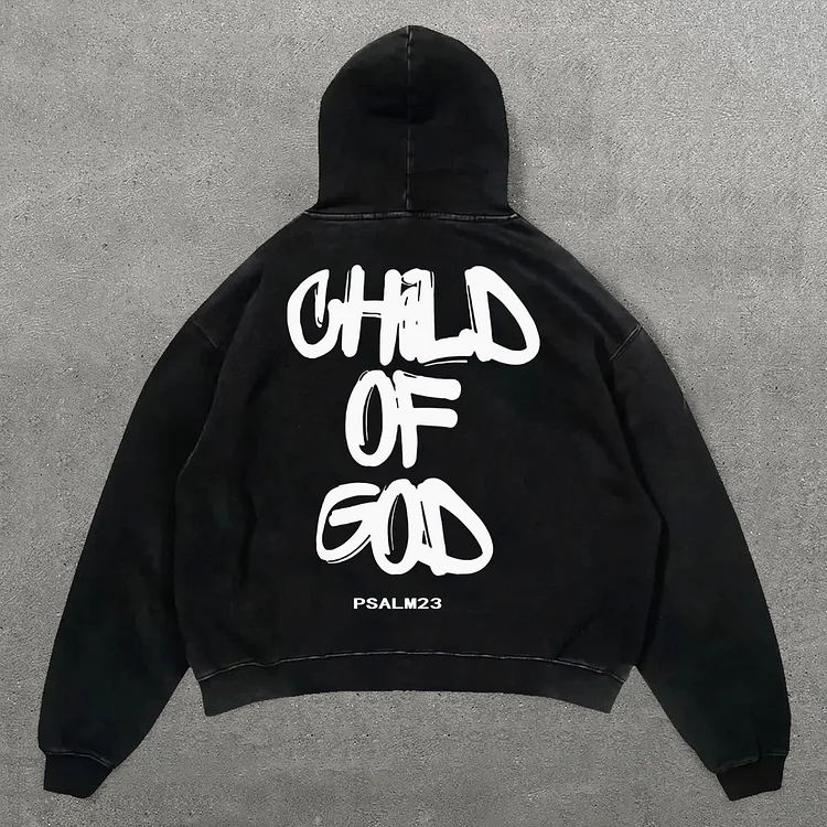 Child Of God Print Casual Street Style Cotton Hoodie SOPULA