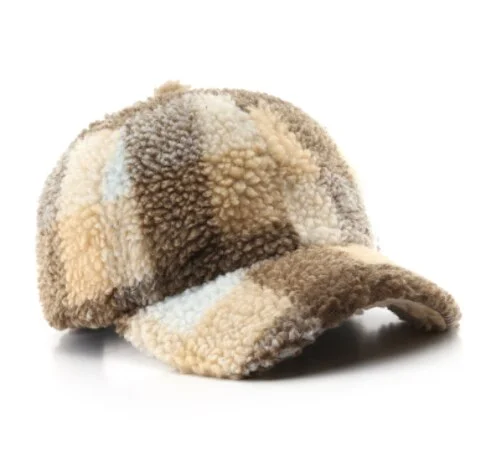 Woman Autumn Winter Square Lambswool Lady Baseball Caps Outdoor Sports Keep Warm Snapback Peaked Cap Millinery