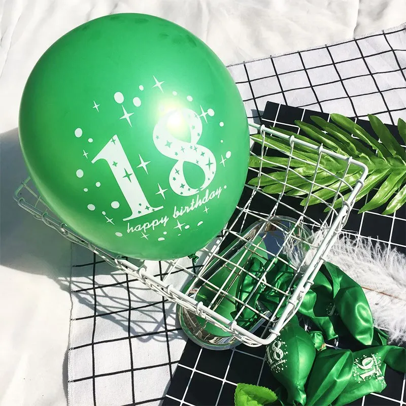 5pcs 18th Happy Birthday Party 12 Pearlised Latex Printed Balloons For 18 Year Old Birthday Decoration Supplies