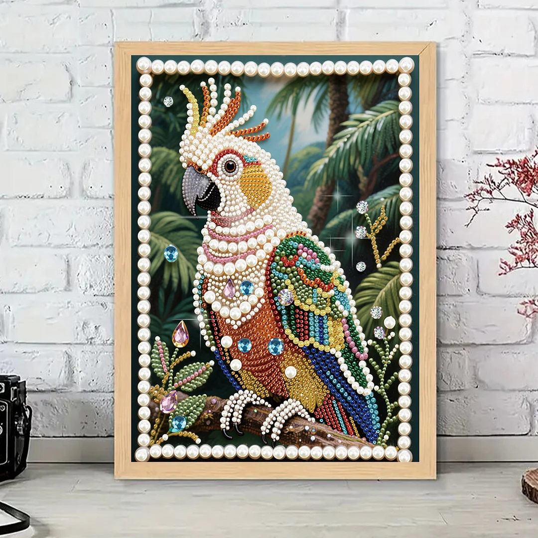 Yellow Parrot DIY Partial Diamond Pearl Painting Art Kits 30x40cm Special Shape Pearl Gem Paintings Picture Arts Craft for Home Wall Decor