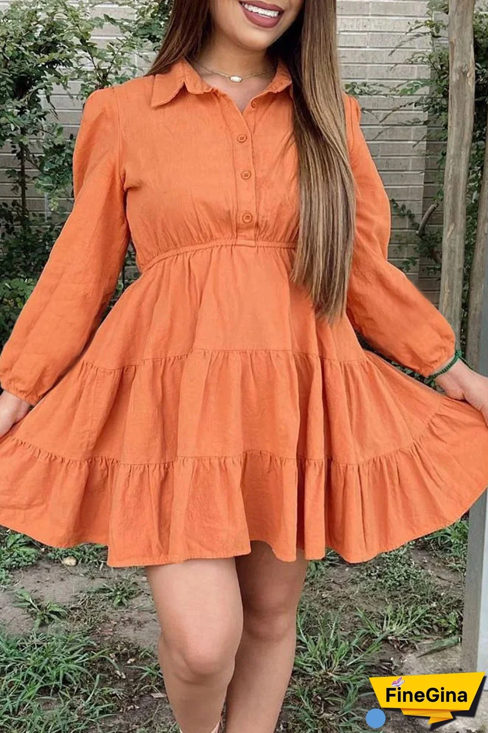 White Casual Solid Patchwork Buckle Fold Turndown Collar A Line Dresses