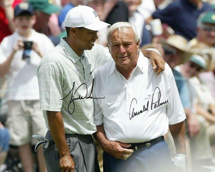 REPRINT - TIGER WOODS - ARNOLD PALMER Masters Signed 8x10 Photo Poster painting Poster Man Cave