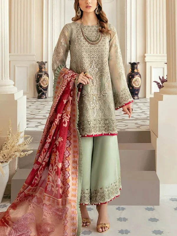 Chiffon Embroidery Exquisite Party Women's Suit
