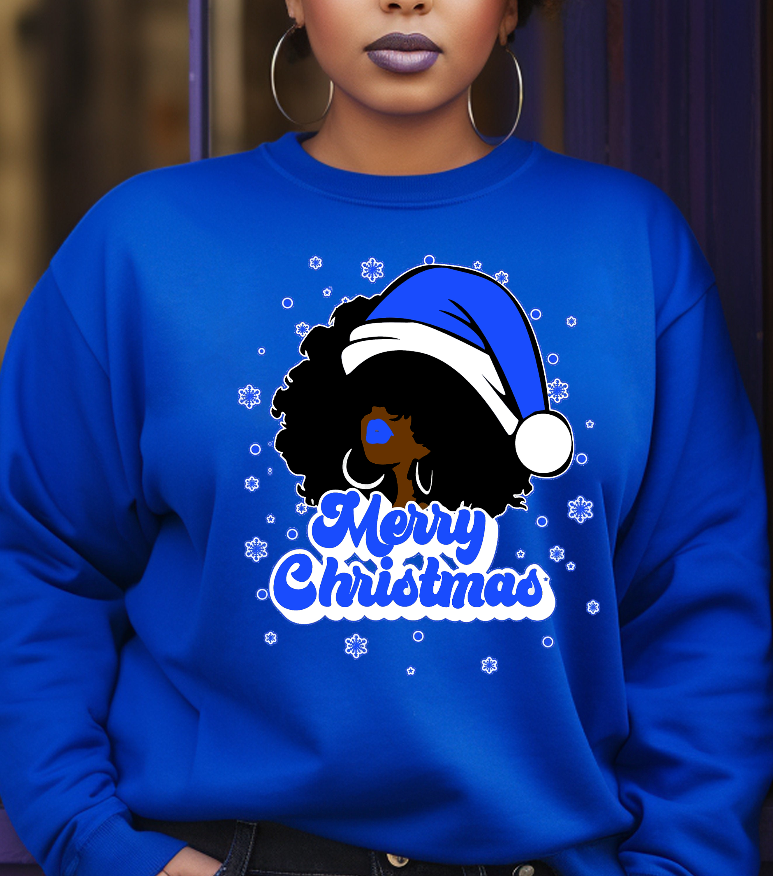 ZETA Merry Christmas Black Santa Girl Shirt