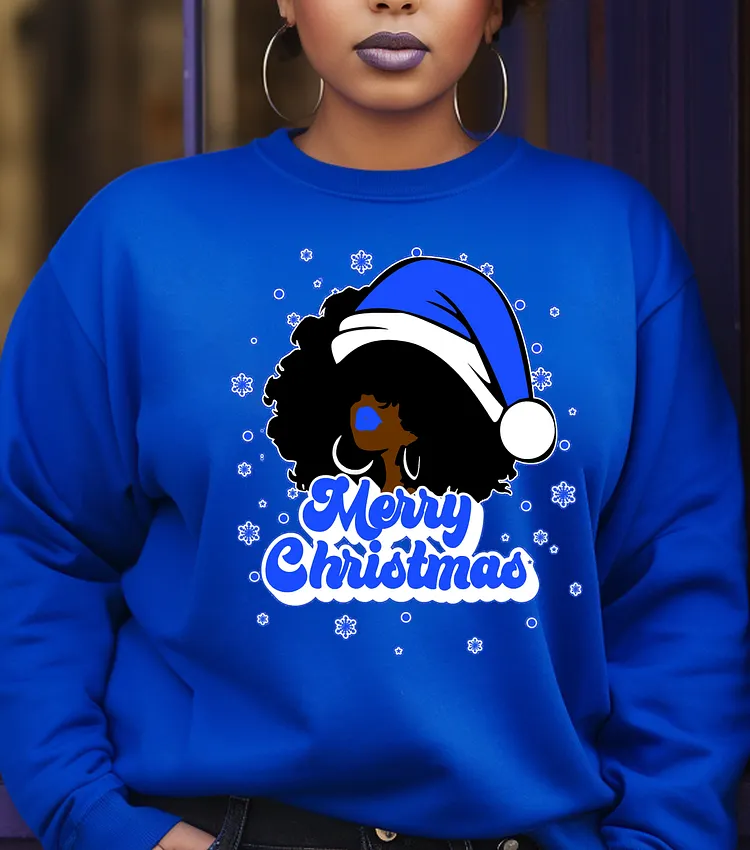 ZETA Merry Christmas Black Santa Girl Shirt