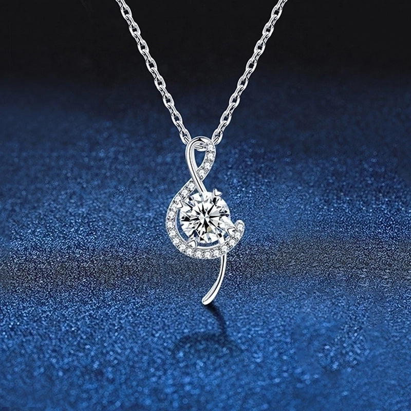 925 Sterling Silver Moissanite Plating Inlay Geometric Pendant Necklace