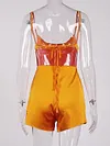 Solid Color Spaghetti-Neck Short Jumpsuit Bottoms