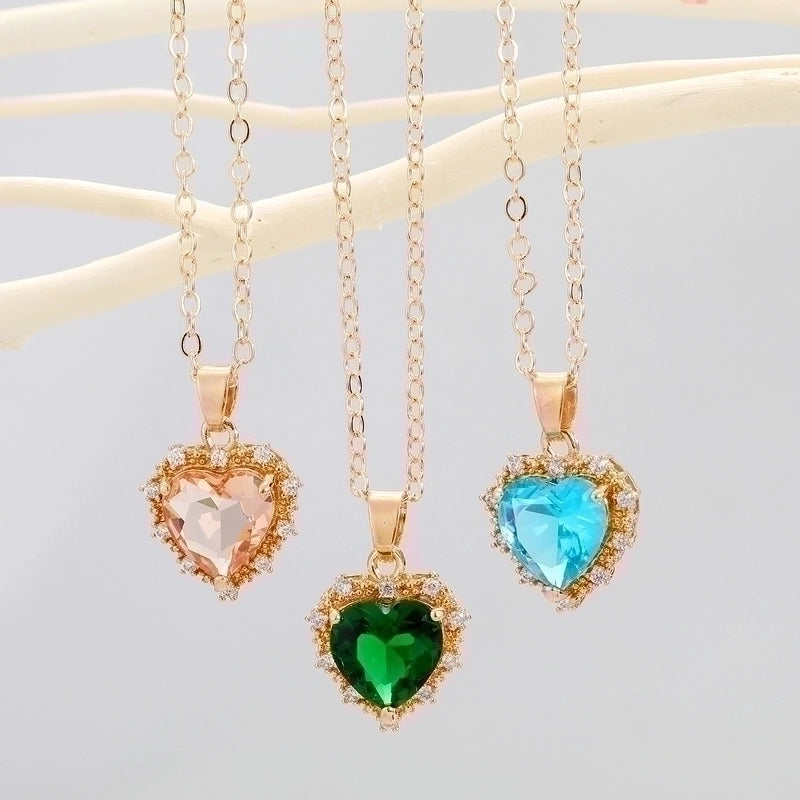 Artificial Crystal Heart Crystal Necklaces