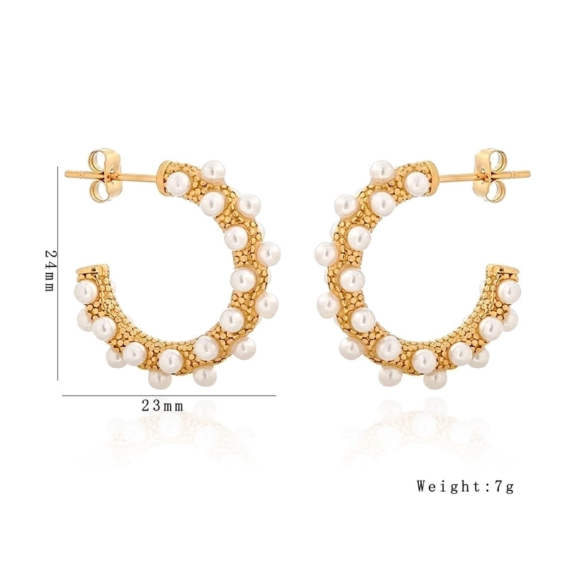 1 Pair Elegant C Shape 304 Stainless Steel 18K Gold Plated Ear Studs