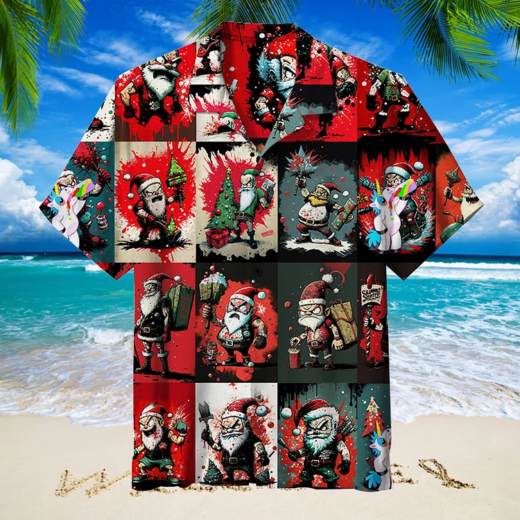 Santa Claus Also Loves To Rock | Unisex Hawaiian Shirt