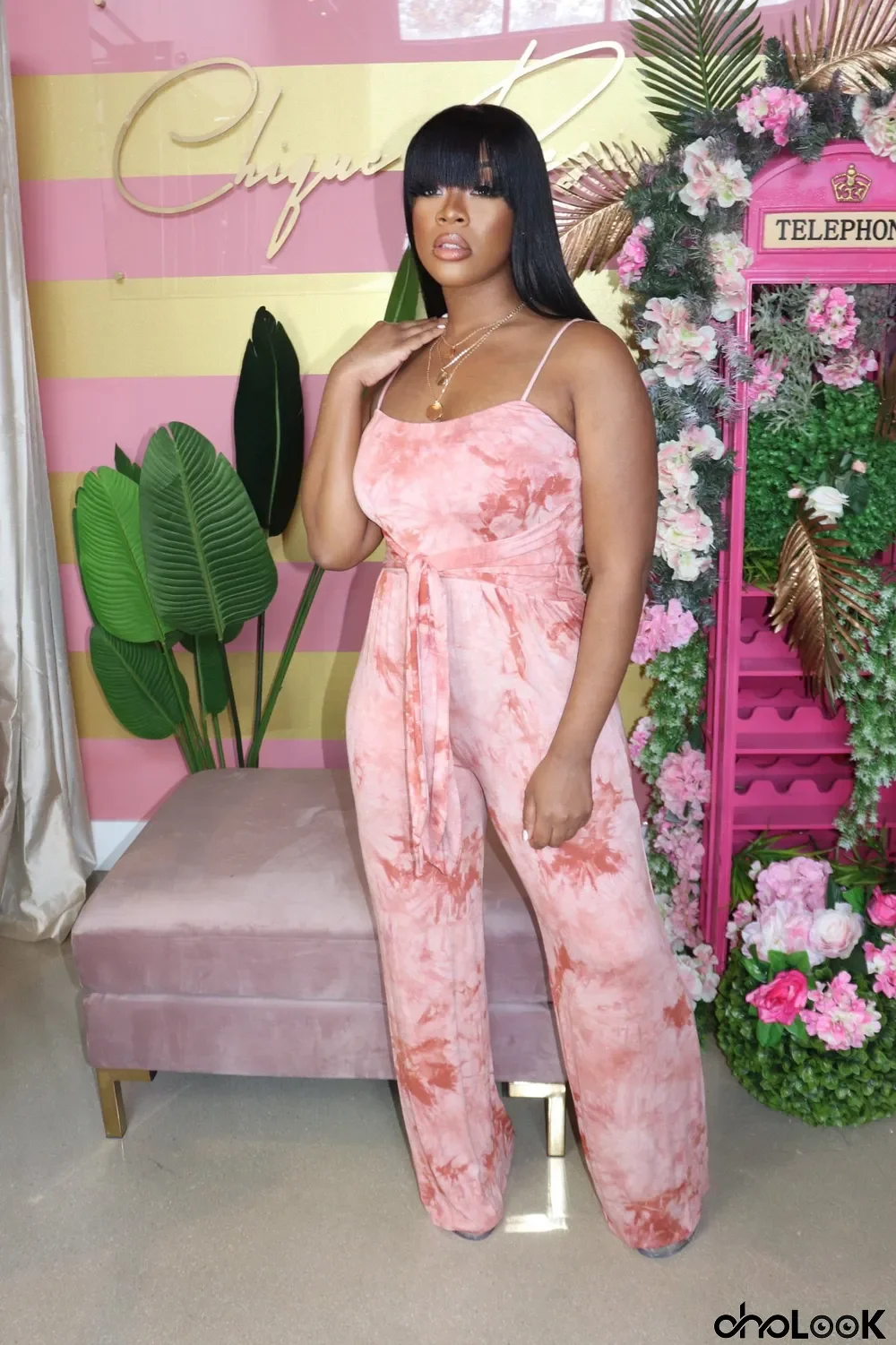 Women Summer Print Straps Lace-Up Jumpsuit