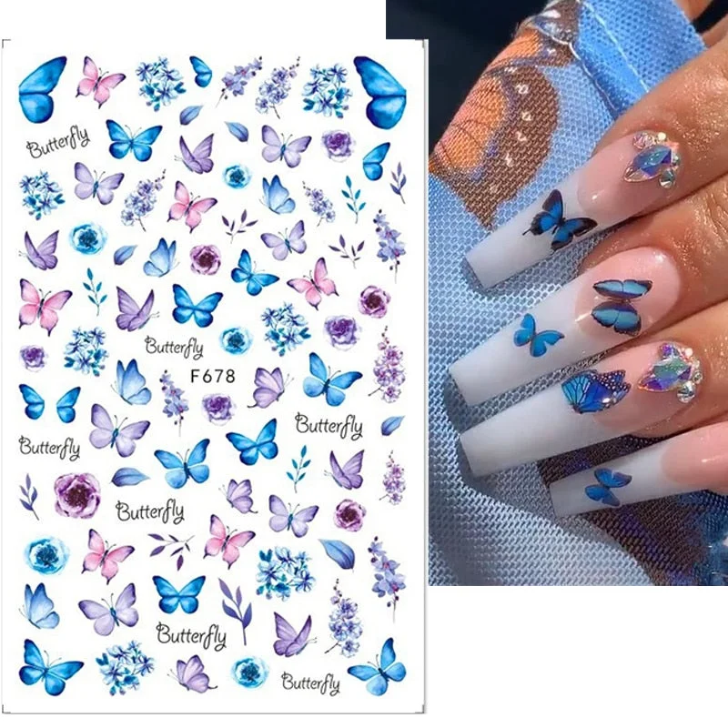 Dandelion Flower 3D Nail Stickers Women Face Abstract Butterfly Image Sexy Girl Christmas Slider Design Polish Nails Art Decals-Nail Inspo