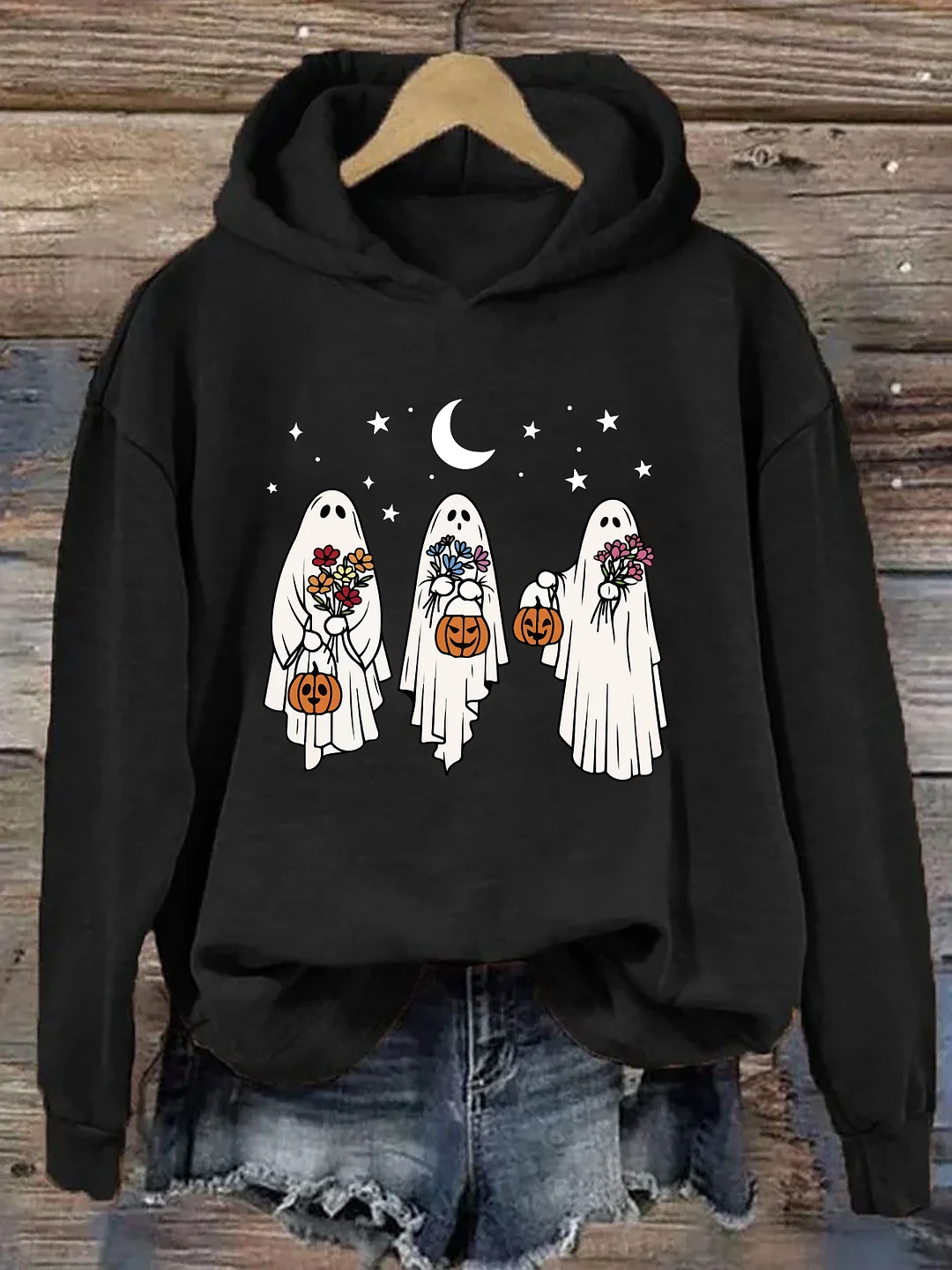 Floral Retro Spooky Pumpkin Hoodie