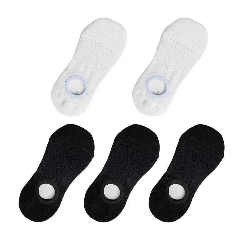 5 Pairs/Set Women Silicone Non-slip Invisible Socks Summer Solid Color Mesh Ankle Boat Socks Female Cotton Slipper No Show Socks