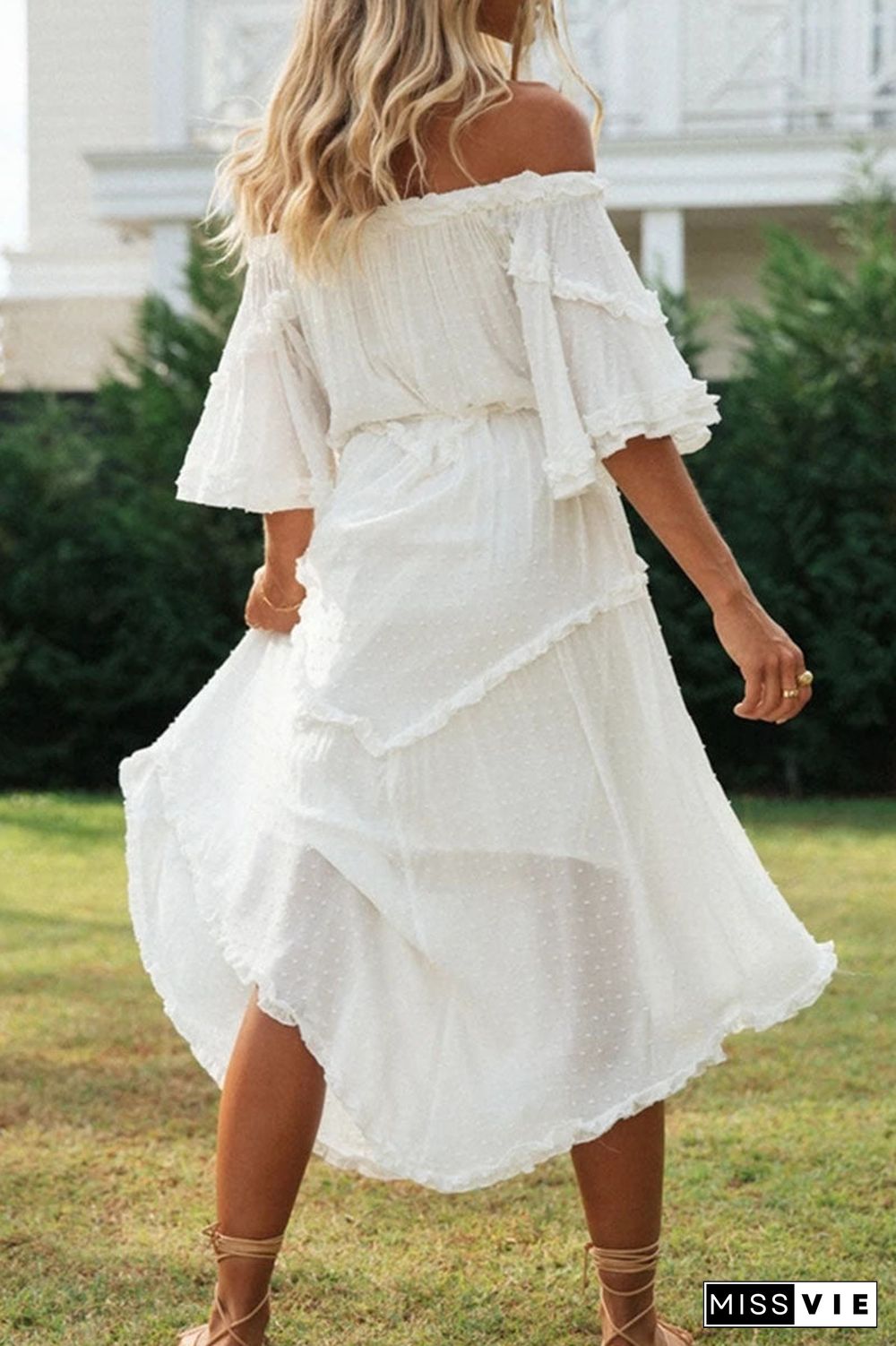 Fashion Street Solid Split Joint Off the Shoulder Irregular Dresses