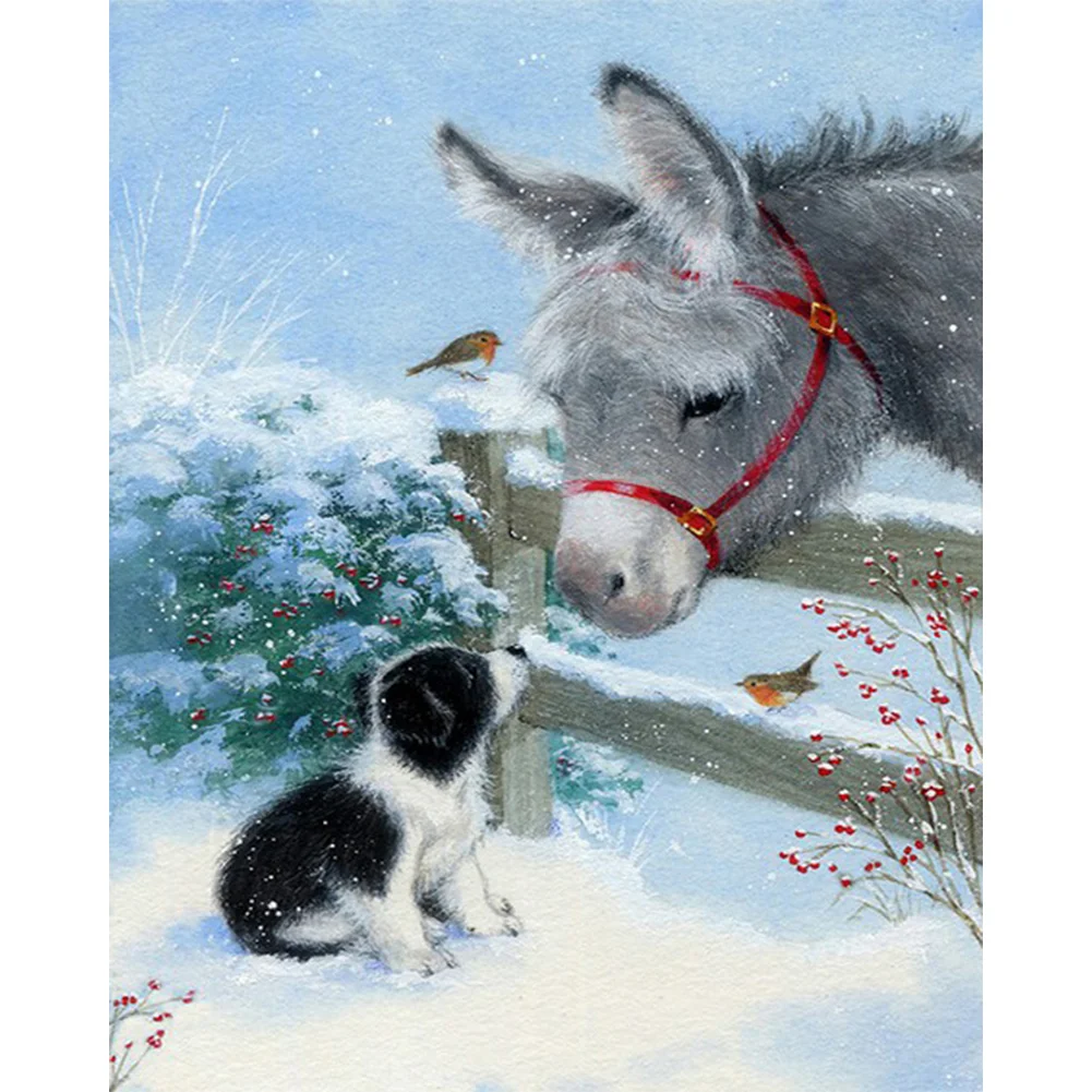 Donkey And Puppy 40*50cm(canvas) full round drill diamond painting