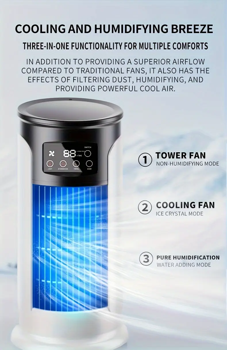 portable air conditioner humidifier fan 3 in 1 mini cooling fan for home and office bedroom fan with usb powered powerful cooling air conditioner for household use Product details 4