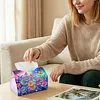(24cm)Diamond Art Tissue Box Cover DIY PU Desktop Organizer Large(Flower)