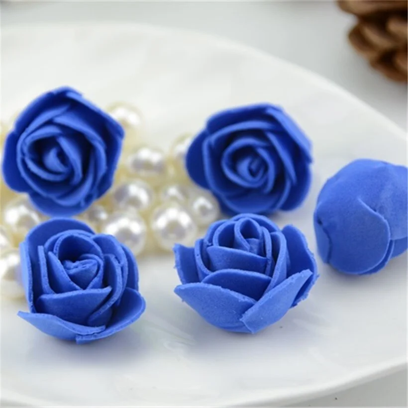 50PCS/Lot Artificial Mini PE Foam Rose Flower Head Handmade DIY Wedding Home Decoration DIY Scrapbooking Fake Flower Kiss Ball