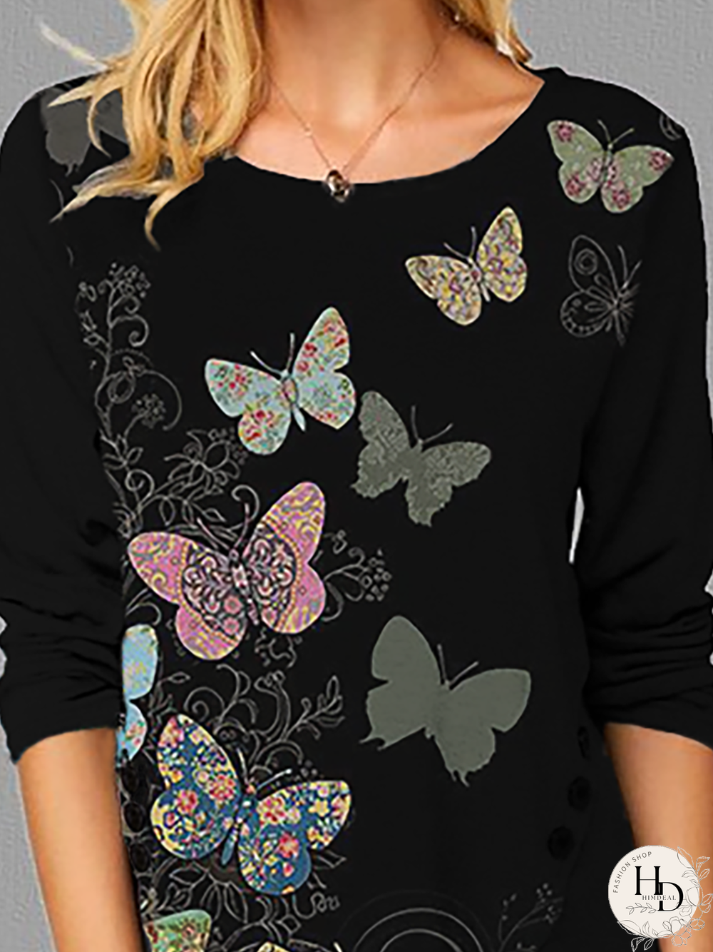 Plus size Butterfly Printed Shirts & Tops