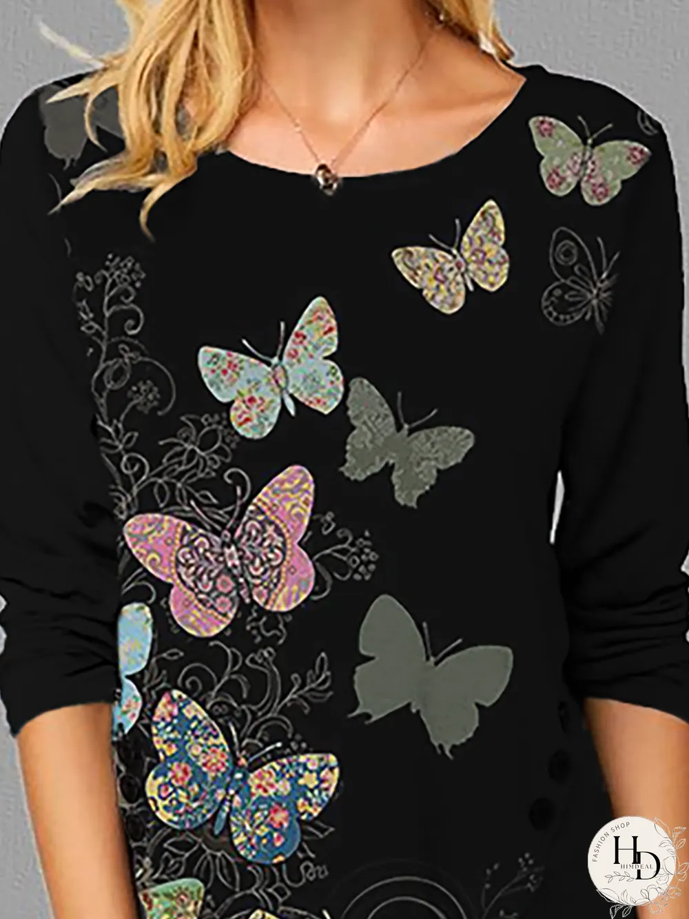 Plus size Butterfly Printed Shirts & Tops