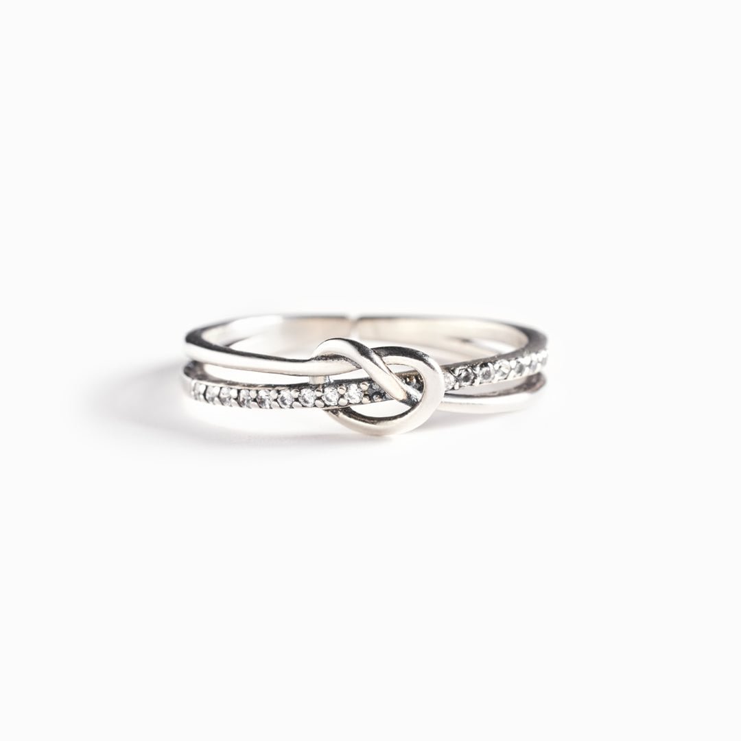 Forever Linked Together Double Band Knot Ring
