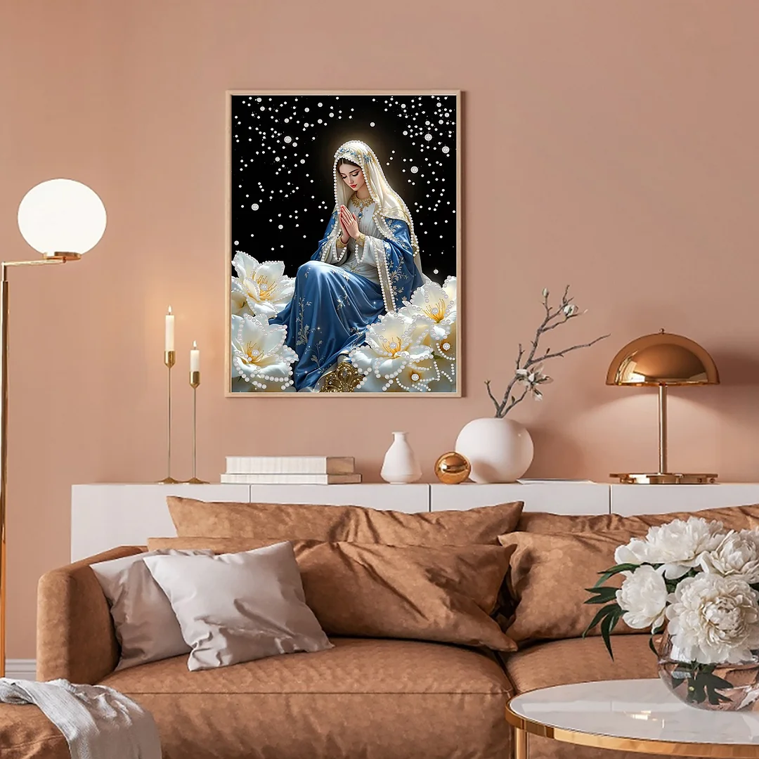 Virgin Mary DIY Pearl Painting Art Kit for Home Wall Decor 30x40cm Without Frame