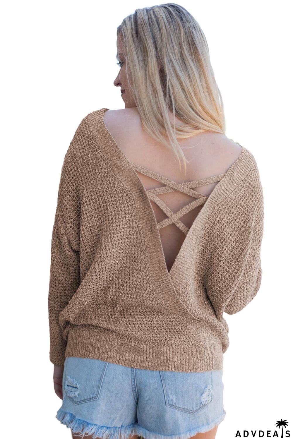 Cross Back Hollow-out Sweater