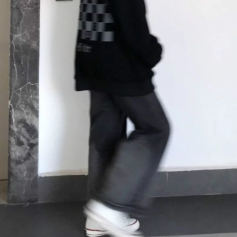 Jeans Women Ins Harajuku College High Waist Chic All-match Gradient Color Teens Streetwear All-match Stylish Lady Denim Trouser