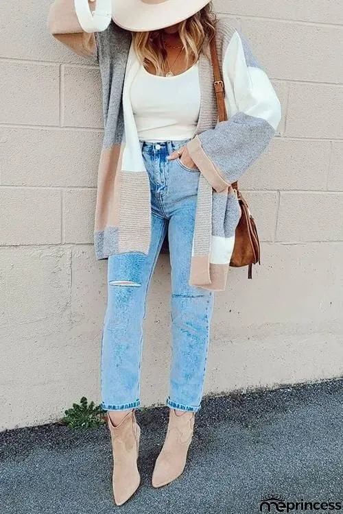 Geometry Color Block Cardigan