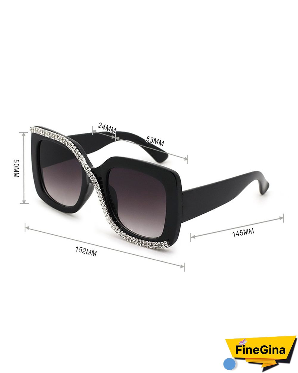 1Pair Diamond Oversized Square Sunglasses