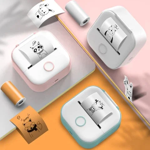 pornhint Pornhint T02 Portable Mini Thermal Printer 203dpi 53mm Printing Stickers Wireless Inkless Mini Pocket Label Notes Printer Papers for Home