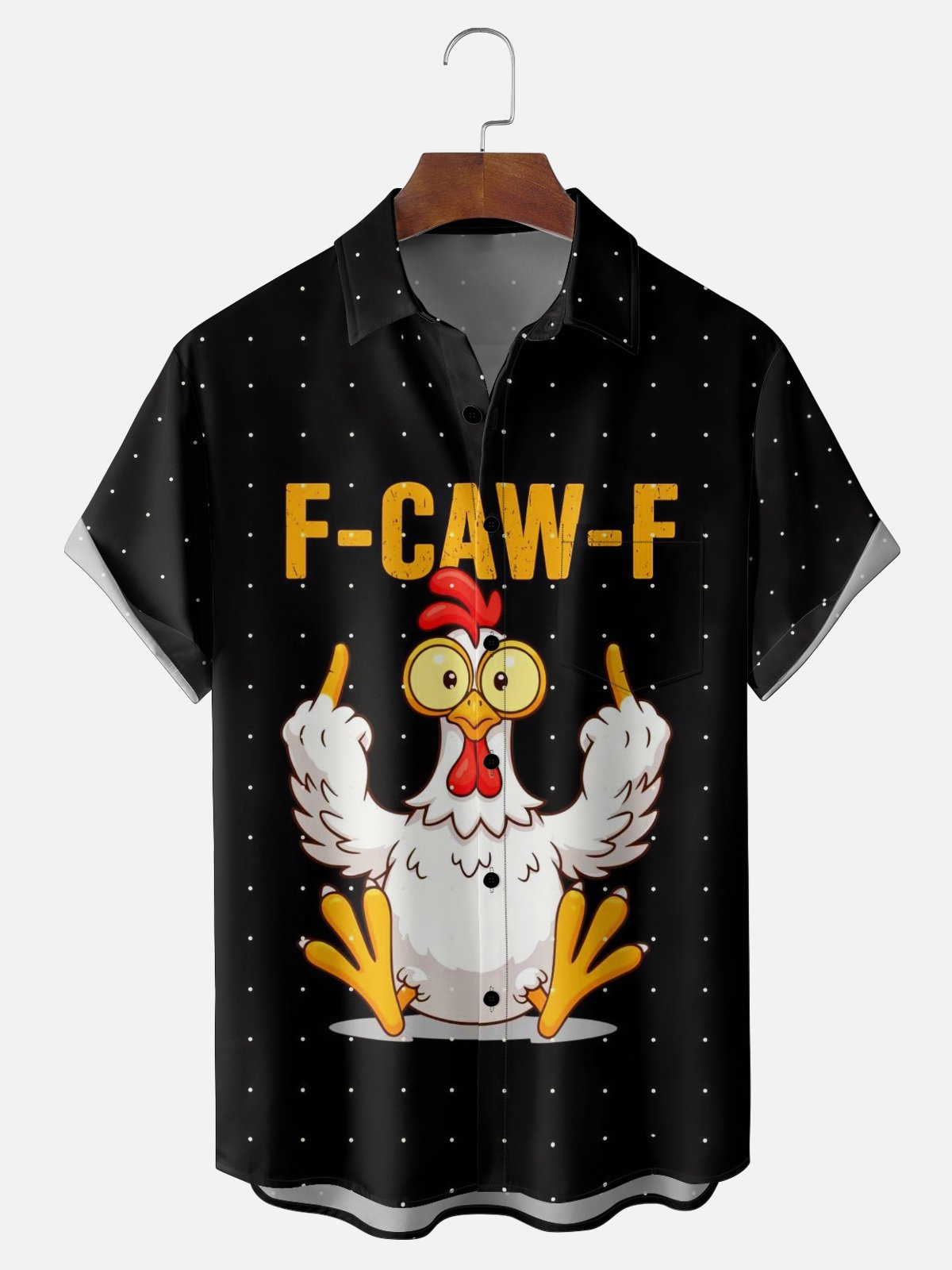 Moisture-wicking F-Caw-F Chicken Chest Pocket Hawaiian Shirt PLUSCLOTHESMAN