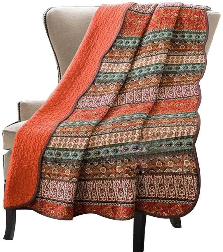 Stitching Reversible Blanket Floral Patchwork Quilted Throw