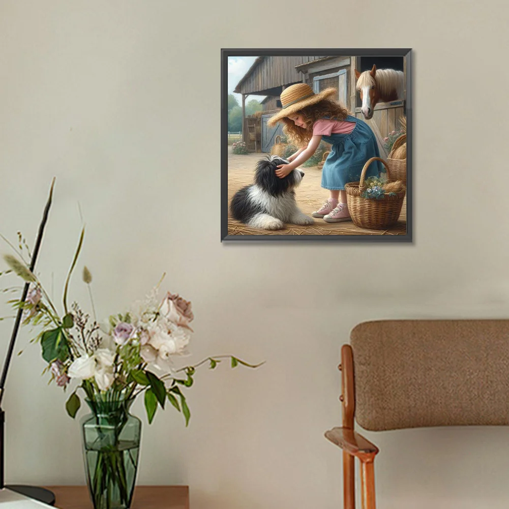 Full Round Diamond Painting 30*30cm - Farm Girl