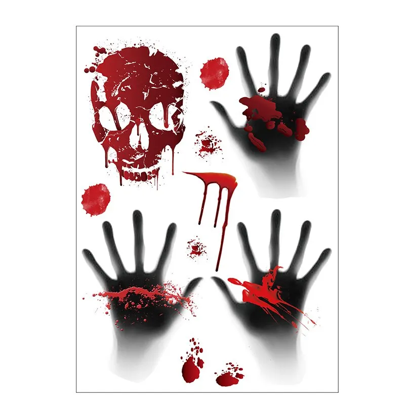 Horrible Halloween Bloody Handprint stickers Wall Window Door Home Decal Stickers Halloween Party Decoration Haunted House Prop
