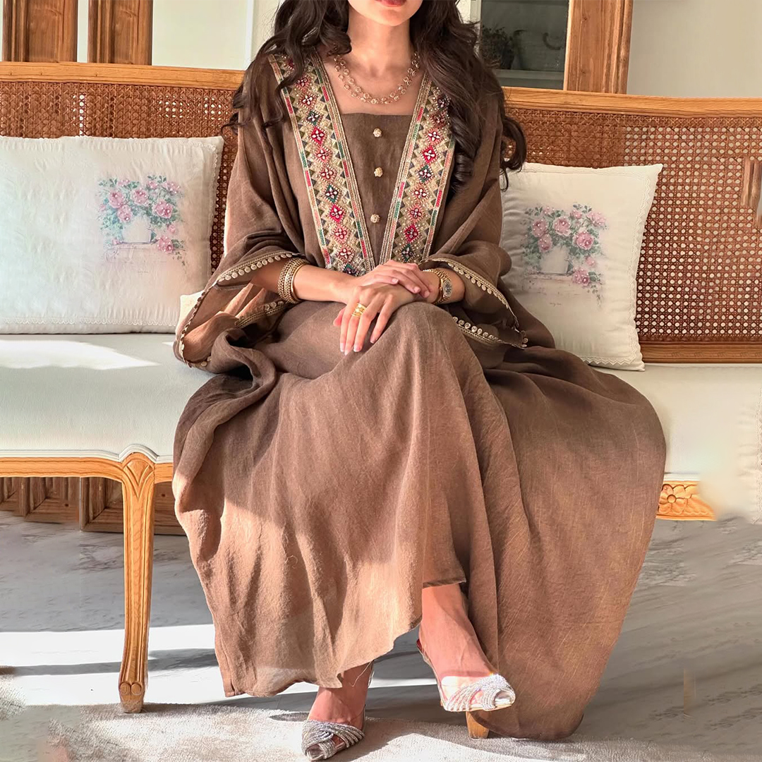 Women's Middle Eastern Gorgeous Solid Color Loose Jalabiyas Dress