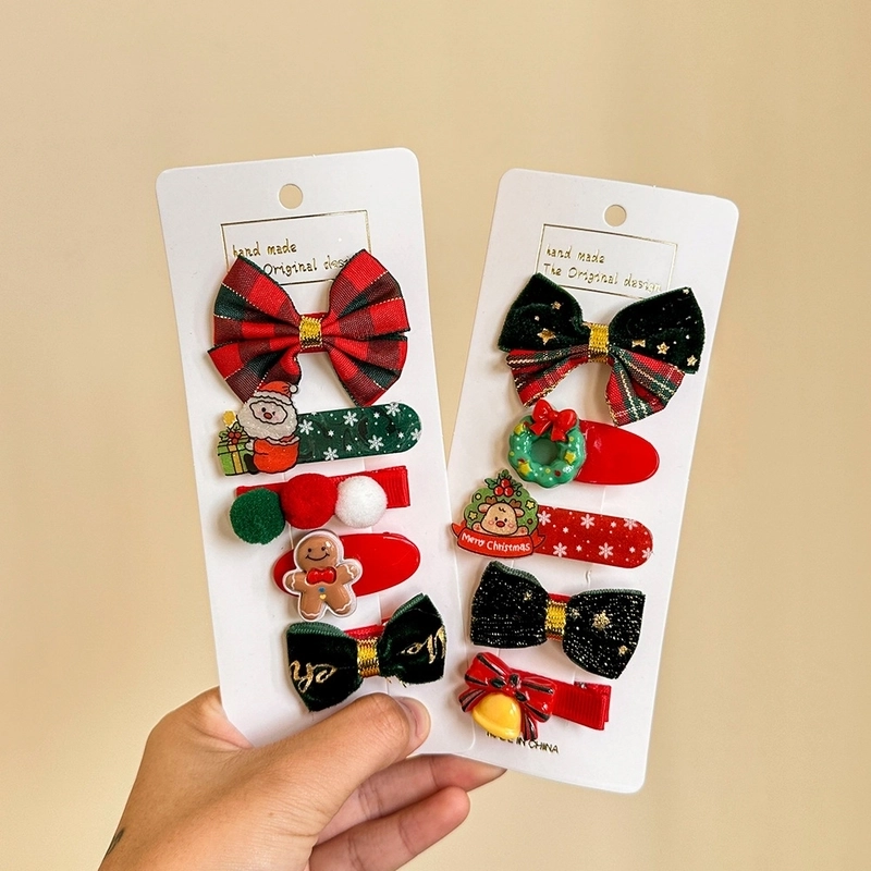 Christmas Cute Kid’S Santa Claus Gingerbread Bow Knot Hair Clip