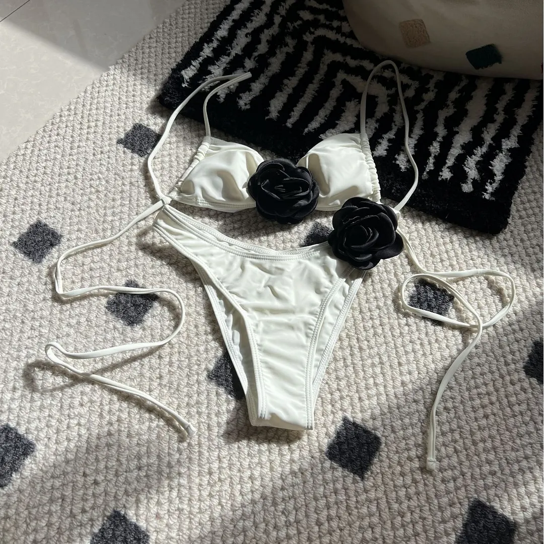 Churchf 2024 Color Rose Drawstrings And Binddle Swimwear Bikini