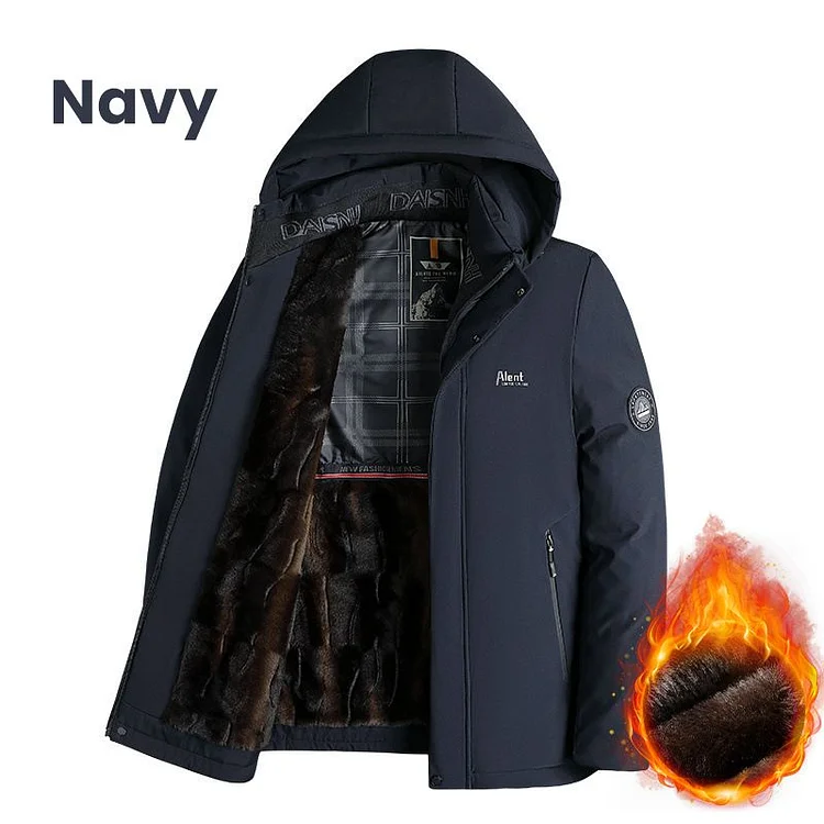 🎁Bestes Geschenk🎁  Wattierte Thermo-Plüschparka für Herren mit abnehmbarer Kapuze