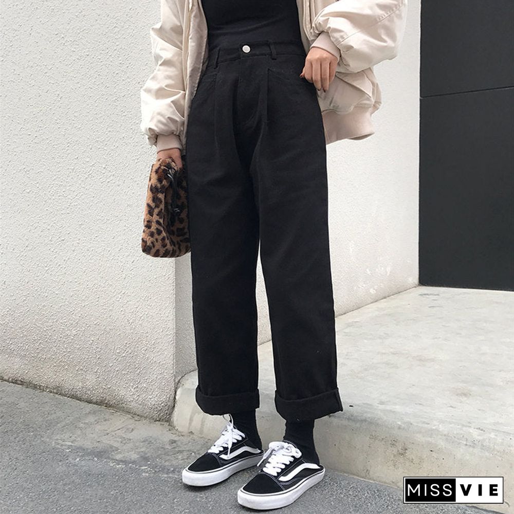 Alien Kitty Loose High Waist Thin Women Pants Spring Autumn Femme Fashion Simple Casual Solid Pant Girls All-Match Fresh