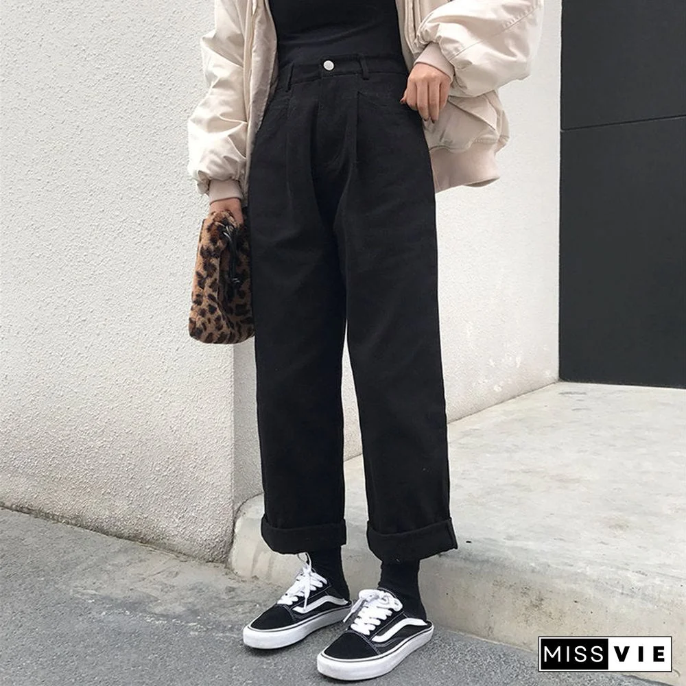 Alien Kitty Loose High Waist Thin Women Pants Spring Autumn Femme Fashion Simple Casual Solid Pant Girls All-Match Fresh