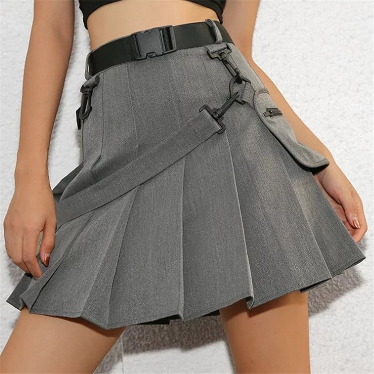 COSPLAY STRAPPED PLEATED SKIRT