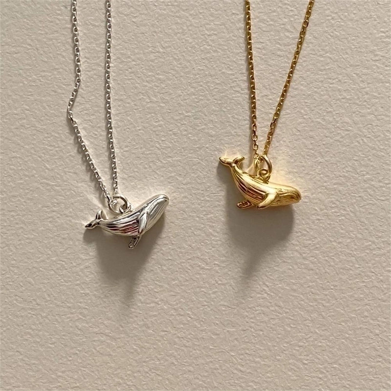 925 Sterling Silver Whale Pendant Necklace