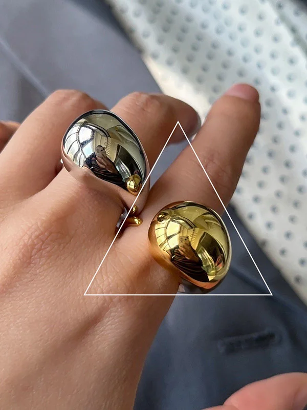 Solid Color Geometric Rings Accessories