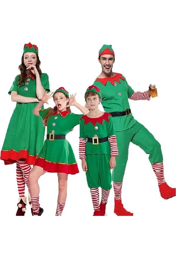Christmas Family Elf Costume For Men Women and Kids-elleschic