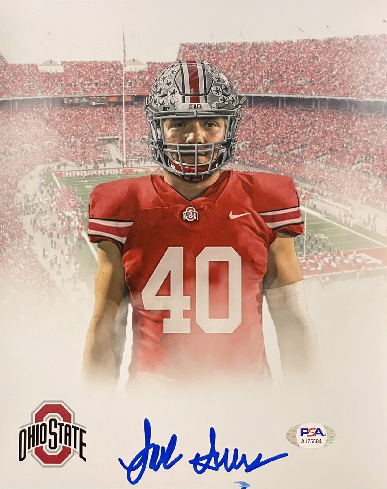 Jack Sawyer Signed Autographed Ohio State Buckeyes 8x10 Photo Poster painting Rushman PSA/DNA