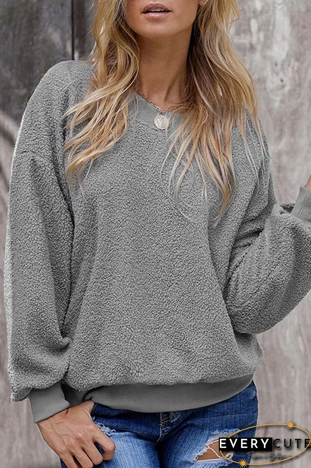 Teddy Plush Sweater Casual Tops